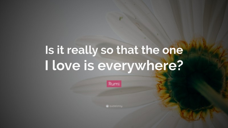 Rumi Quote: “Is it really so that the one I love is everywhere?”