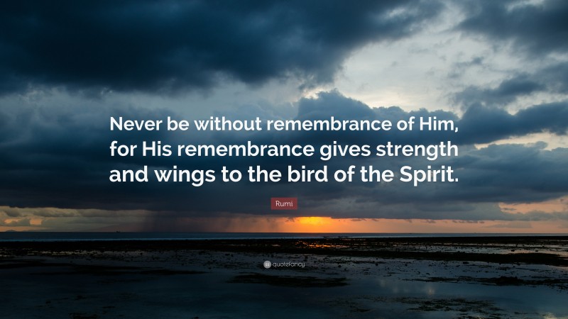 Rumi Quote: “Never be without remembrance of Him, for His remembrance gives strength and wings to the bird of the Spirit.”