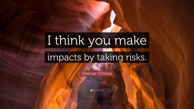Shenae Grimes Quote: “I think you make impacts by taking risks.”