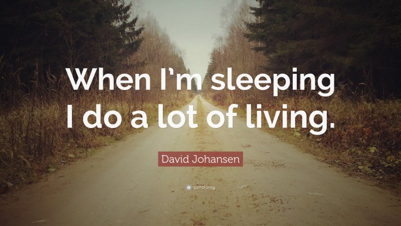 David Johansen Quote: “When I’m sleeping I do a lot of living.”