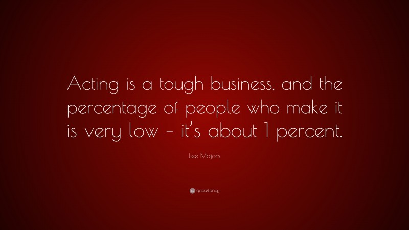 Lee Majors Quote: “Acting is a tough business, and the percentage of people who make it is very low – it’s about 1 percent.”
