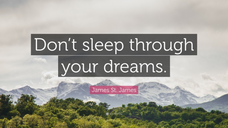 James St. James Quote: “Don’t sleep through your dreams.”