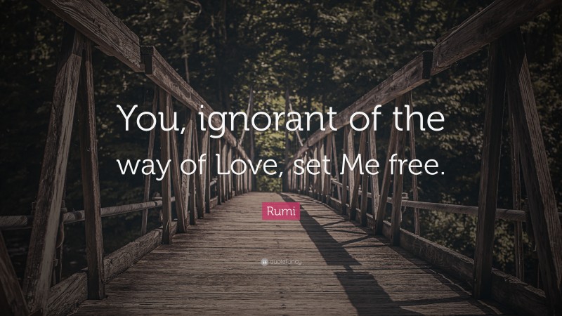 Rumi Quote: “You, ignorant of the way of Love, set Me free.”