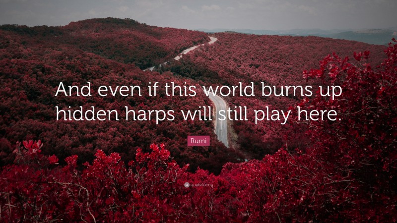 Play Quotes: “And even if this world burns up hidden harps will still play here.” — Rumi
