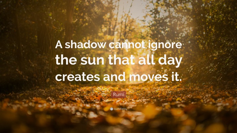 Rumi Quote: “A shadow cannot ignore the sun that all day creates and moves it.”