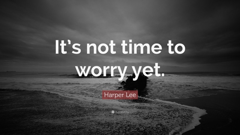 Harper Lee Quote: “It’s not time to worry yet.”