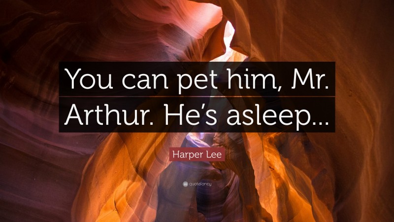 Harper Lee Quote: “You can pet him, Mr. Arthur. He’s asleep...”