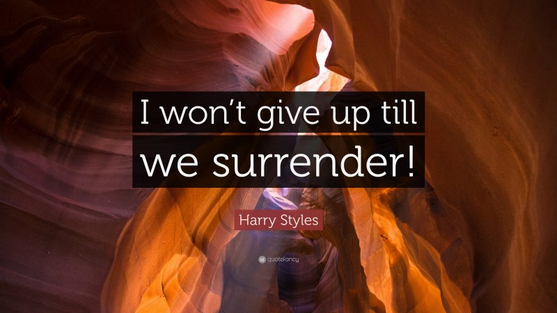 Harry Styles Quote: “I won’t give up till we surrender!”