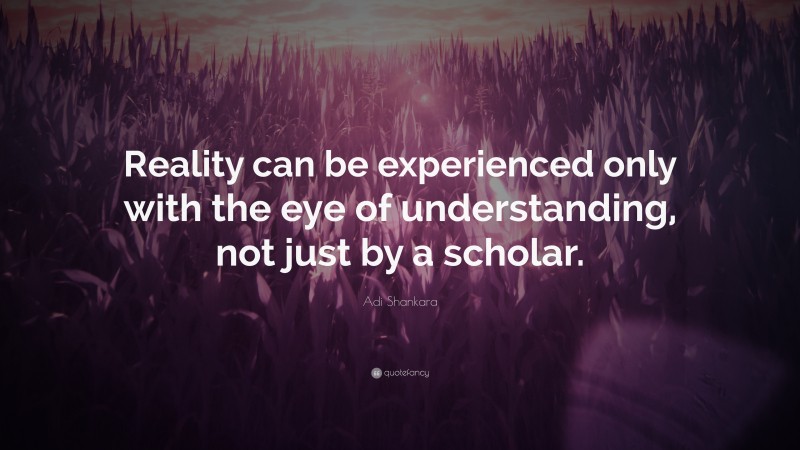 Adi Shankara Quote: “Reality can be experienced only with the eye of understanding, not just by a scholar.”
