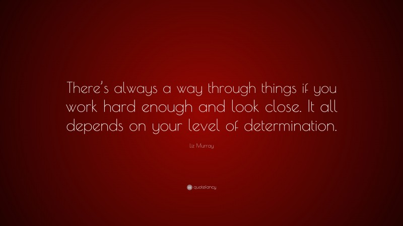Liz Murray Quote: “There’s always a way through things if you work hard enough and look close. It all depends on your level of determination.”