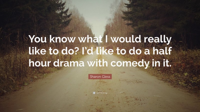 Sharon Gless Quote: “You know what I would really like to do? I’d like to do a half hour drama with comedy in it.”