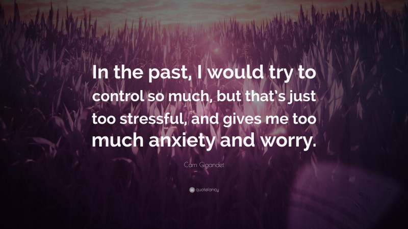 Cam Gigandet Quote: “In the past, I would try to control so much, but that’s just too stressful, and gives me too much anxiety and worry.”