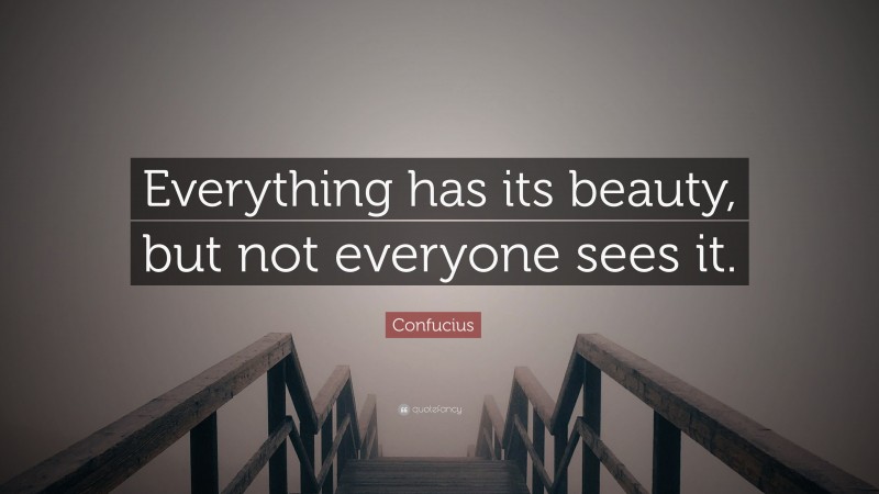 Confucius Quote: “Everything has its beauty, but not everyone sees it.”