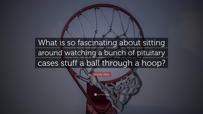 Woody Allen Quote: “What is so fascinating about sitting around watching a bunch of pituitary cases stuff a ball through a hoop?”