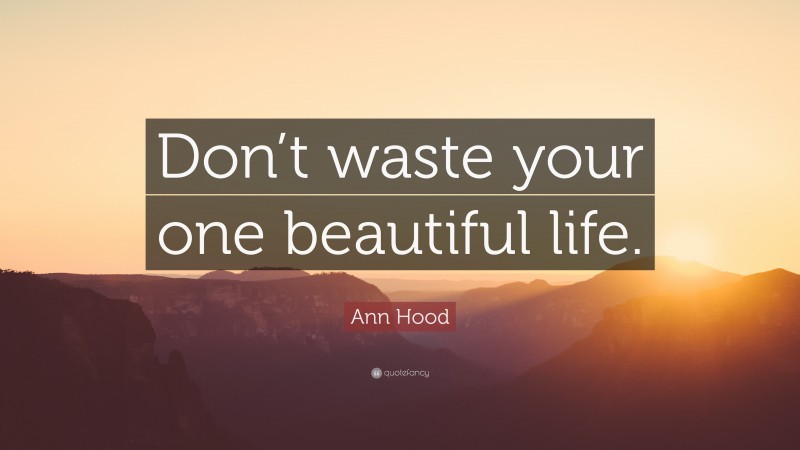 Ann Hood Quote: “Don’t waste your one beautiful life.”