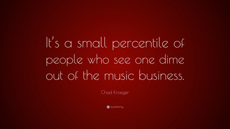 Chad Kroeger Quote: “It’s a small percentile of people who see one dime out of the music business.”