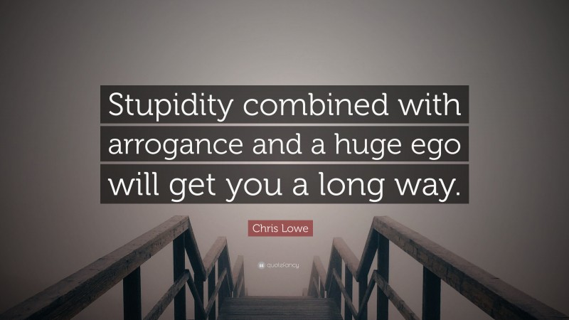 Chris Lowe Quote: “Stupidity combined with arrogance and a huge ego will get you a long way.”