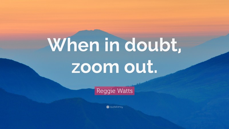 Reggie Watts Quote: “When in doubt, zoom out.”
