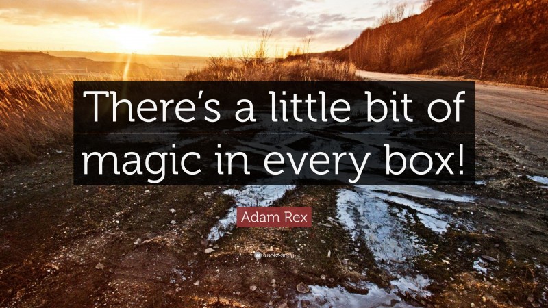 Adam Rex Quote: “There’s a little bit of magic in every box!”