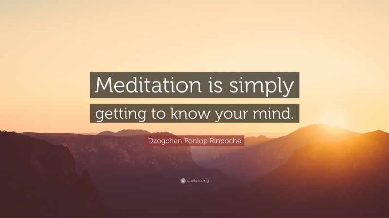 Dzogchen Ponlop Rinpoche Quote: “Meditation is simply getting to know your mind.”