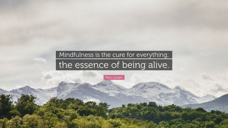 Ellen Langer Quote: “Mindfulness is the cure for everything; the essence of being alive.”