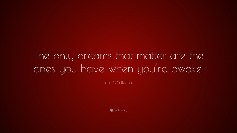 John O'Callaghan Quote: “The only dreams that matter are the ones you have when you’re awake.”