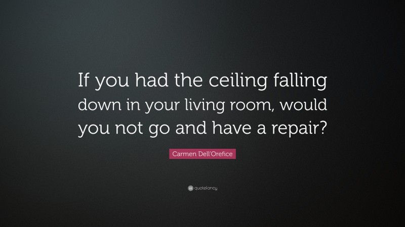 Carmen Dell'Orefice Quote: “If you had the ceiling falling down in your living room, would you not go and have a repair?”