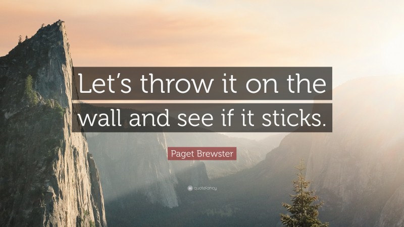 Paget Brewster Quote: “Let’s throw it on the wall and see if it sticks.”