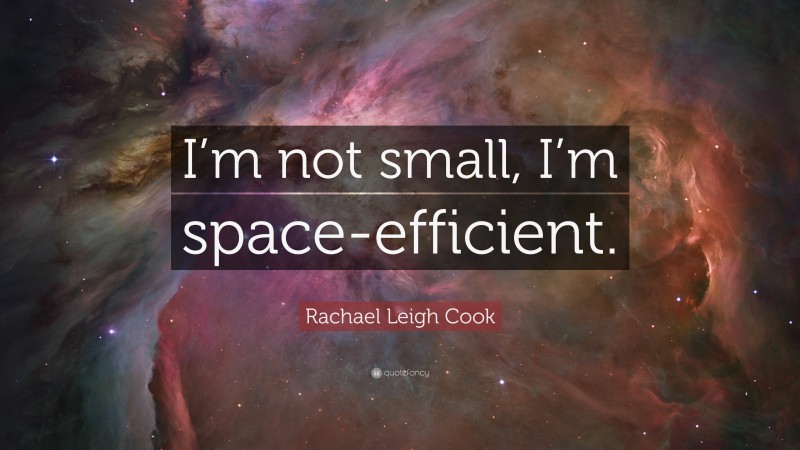 Rachael Leigh Cook Quote: “I’m not small, I’m space-efficient.”