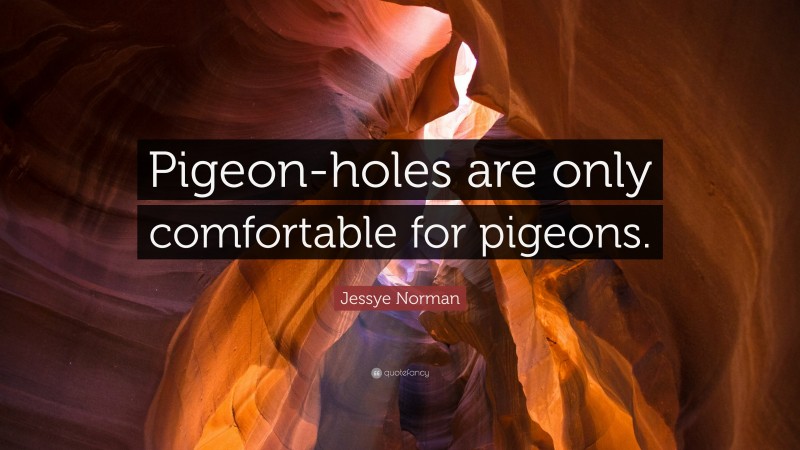 Jessye Norman Quote: “Pigeon-holes are only comfortable for pigeons.”