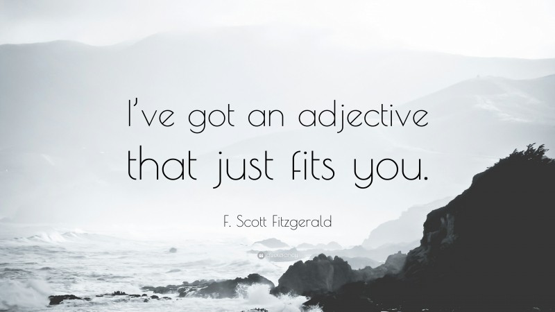 F. Scott Fitzgerald Quote: “I’ve got an adjective that just fits you.”