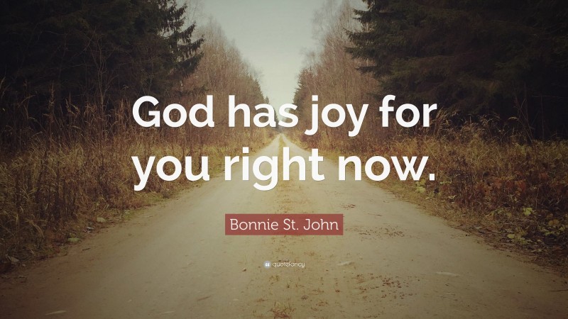 Bonnie St. John Quote: “God has joy for you right now.”