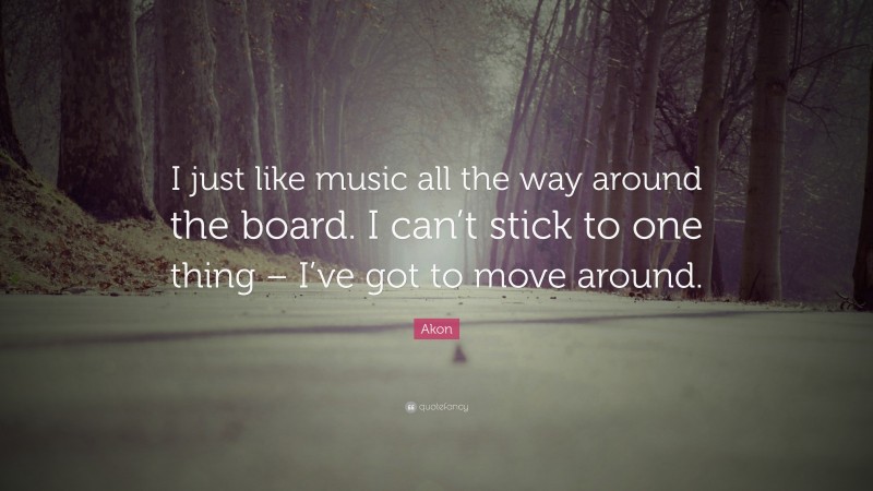 Akon Quote: “I just like music all the way around the board. I can’t stick to one thing – I’ve got to move around.”