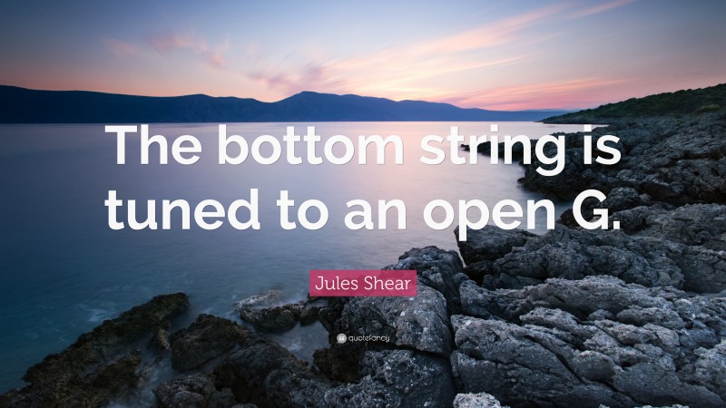Jules Shear Quote: “The bottom string is tuned to an open G.”
