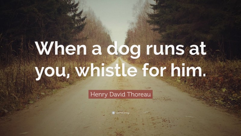 Henry David Thoreau Quote: “When a dog runs at you, whistle for him.”