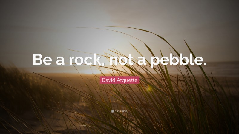 David Arquette Quote: “Be a rock, not a pebble.”