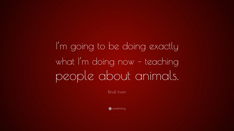 Bindi Irwin Quote: “I’m going to be doing exactly what I’m doing now – teaching people about animals.”