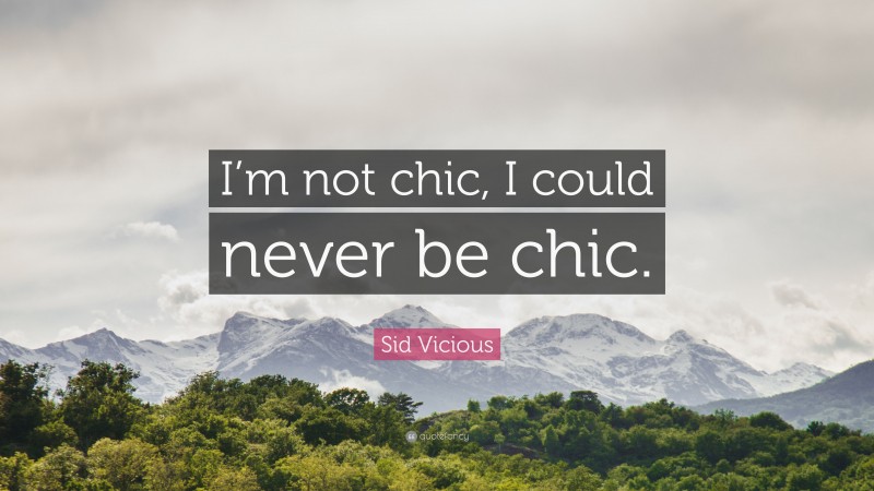 Sid Vicious Quote: “I’m not chic, I could never be chic.”