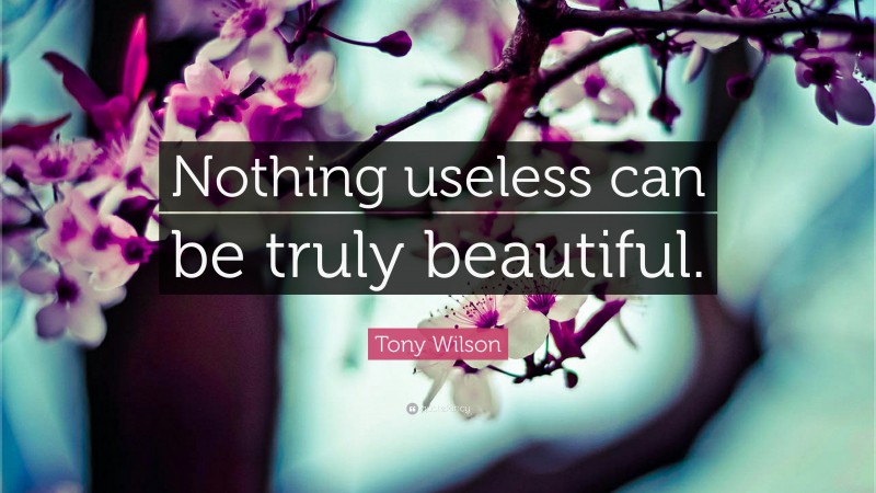Tony Wilson Quote: “Nothing useless can be truly beautiful.”