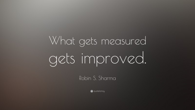 Robin S. Sharma Quote: “What gets measured gets improved.”