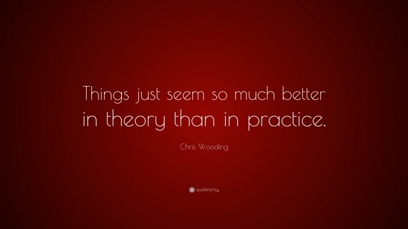 Chris Wooding Quote: “Things just seem so much better in theory than in practice.”