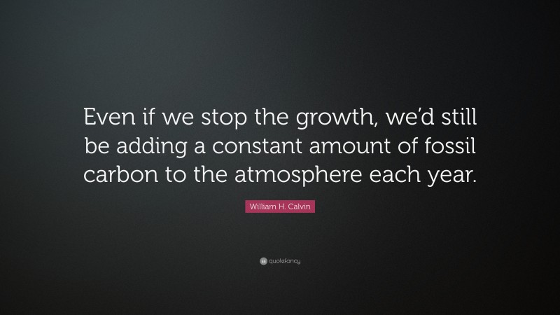 William H. Calvin Quote: “Even if we stop the growth, we’d still be adding a constant amount of fossil carbon to the atmosphere each year.”