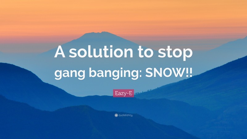 Eazy-E Quote: “A solution to stop gang banging: SNOW!!”