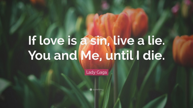 Lady Gaga Quote: “If love is a sin, live a lie. You and Me, until I die.”