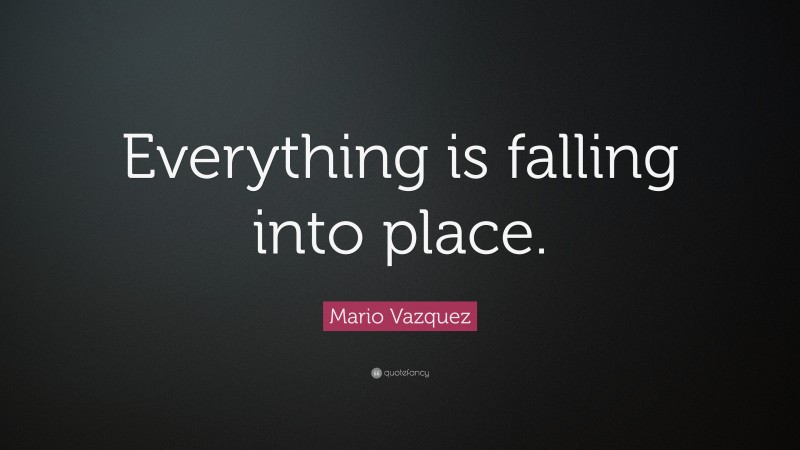 Mario Vazquez Quote: “Everything is falling into place.”