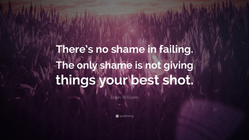 Robin Williams Quote: “There’s no shame in failing. The only shame is not giving things your best shot.”