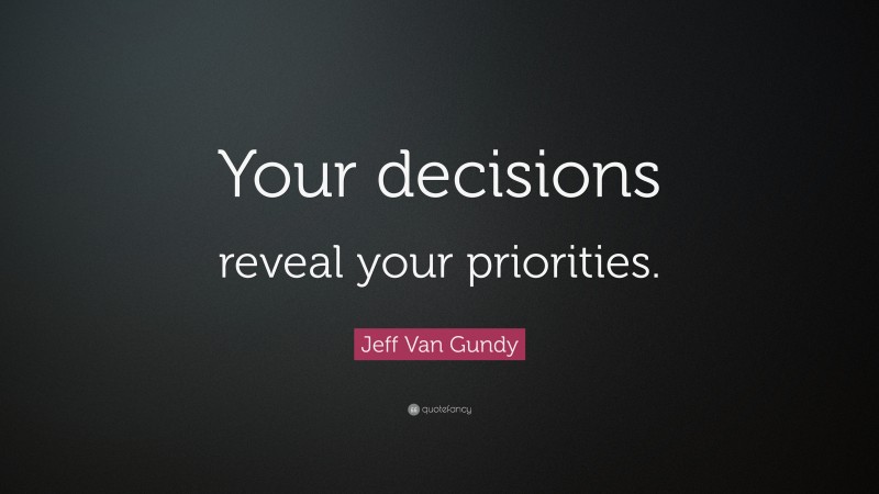 Jeff Van Gundy Quote: “Your decisions reveal your priorities.”
