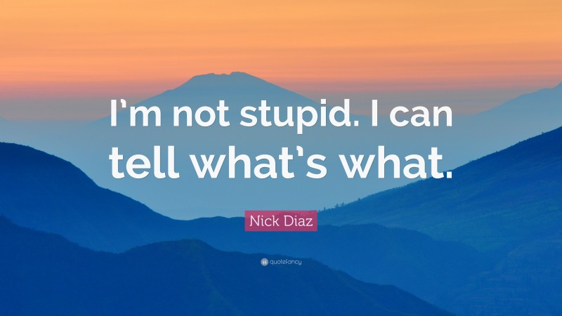 Nick Diaz Quote: “I’m not stupid. I can tell what’s what.”