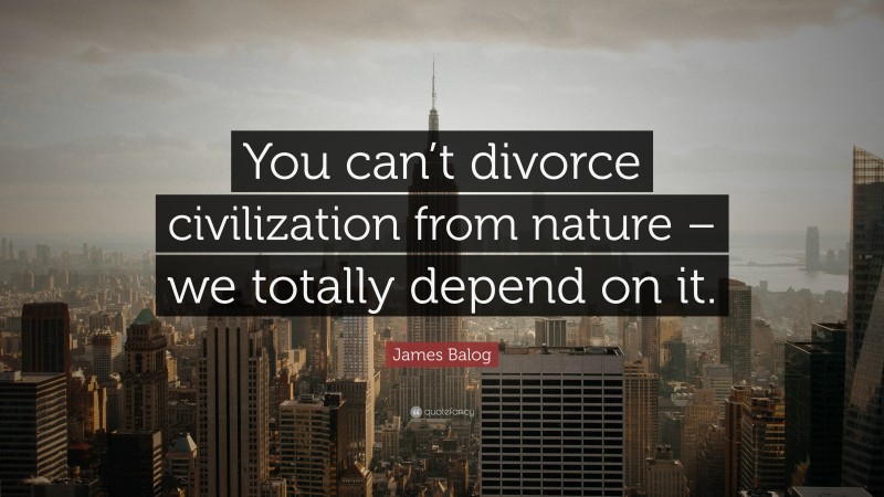 James Balog Quote: “You can’t divorce civilization from nature – we totally depend on it.”