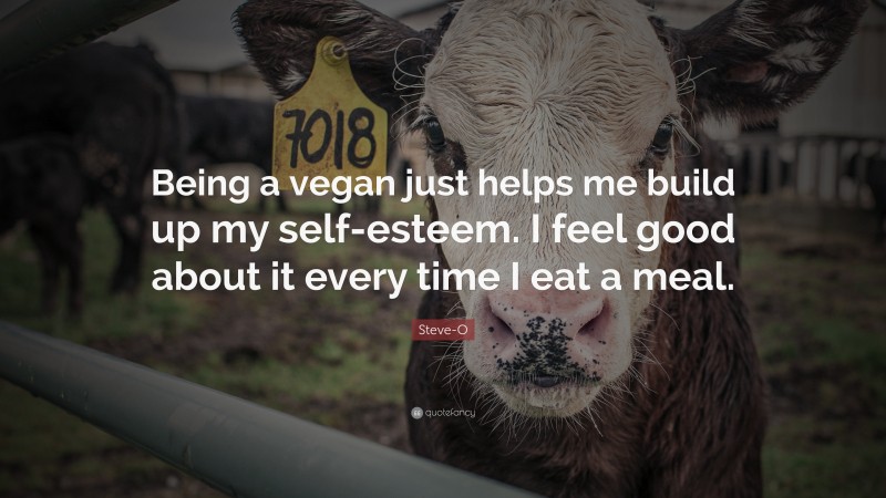 Steve-O Quote: “Being a vegan just helps me build up my self-esteem. I feel good about it every time I eat a meal.”